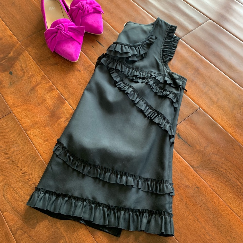 JCrew Black Silk Top With Ruffles - Picture 5 of 8